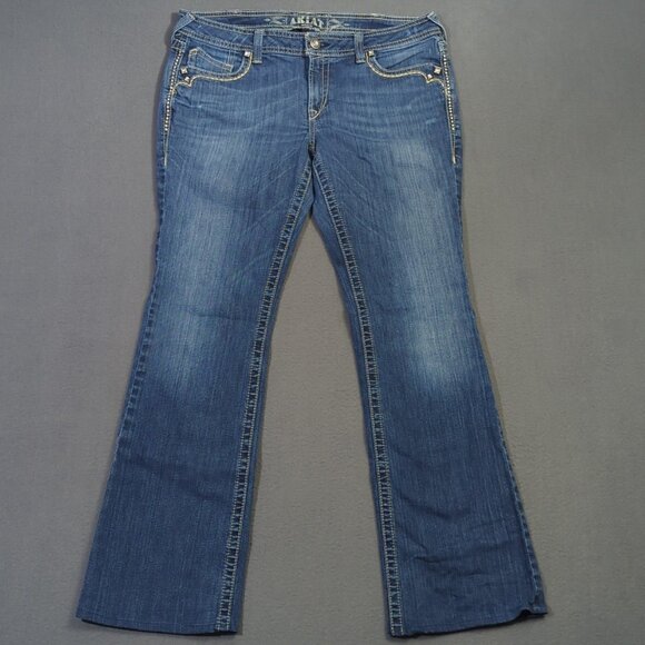 Ariat Jeans Women's 32L Blue Ruby Boot Cut Western Denim Cowgirl Rodeo Hemmed - Picture 1 of 16